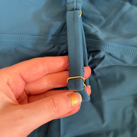 NEW Shapermint Women's L Wireless Adjustable Ruched Front Tie Tankini Teal Blue - Picture 5 of 10